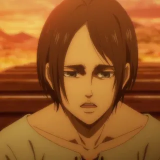 🗡 Eren Yeager Attack on Titan Anime, Ataque dos Titãs, Eren Yeager, Triste, Sério, Cabelo Castanho whatsapp sticker