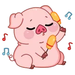 💃 cochon, animal, mignon, kawaii, dessin animé, autocollant, musique, musical telegram sticker