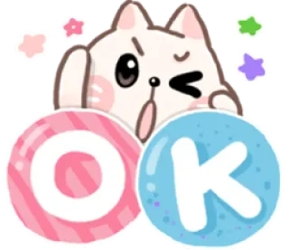 👌 OK Katze, ok, süß, Aufkleber, kawaii whatsapp sticker
