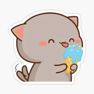 🍧 cat, ice cream, cute, kawaii, dessert, food, animal whatsapp sticker