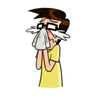 😢 cartoon, crying, sad, tissue, glasses, emo telegram sticker