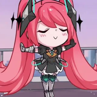 💖 アニメ, ちび, かわいい, ピンク髪, 女の子 whatsapp sticker