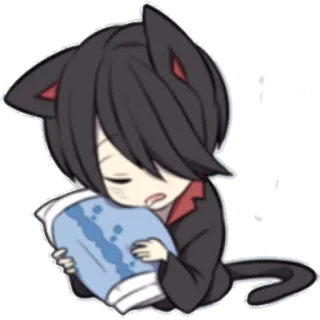 😴 кот, спящий, подушка, аниме, милый, каваий, манга whatsapp sticker