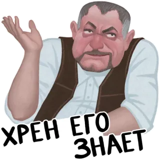 🤔 ХРЕН ЕГО ЗНАЕТ vraag, uitdrukking, verwarring, twijfel, russisch telegram sticker