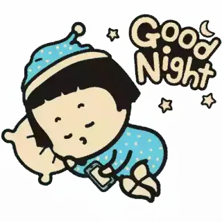 😊 Good Night sleep, night, cartoon, bedtime, cute telegram sticker