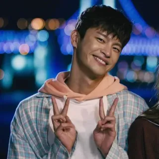 ✌️ peace sign, korean, actor, celebrity, man, smiling whatsapp sticker