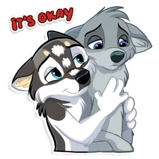 😋 It's Okay animais, lobos, desenho animado, amizade, conforto, apoio telegram sticker