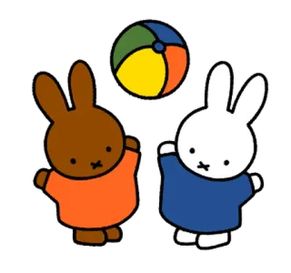 😝 Miffy, lapin, dessin animé, ballon, enfant telegram sticker