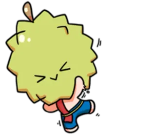 ✊ owoce, kreskówka, durian, postać, słodkie telegram sticker
