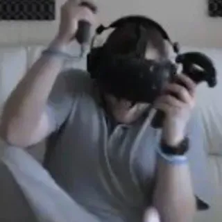 👀 Óculos VR, Realidade virtual, Gaming, Tecnologia, Homem, Controle, Digital, Imersão telegram sticker