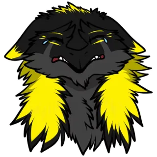 😖 Furry, Piangere, Triste, Antro, Animale, Giallo, Nero whatsapp sticker