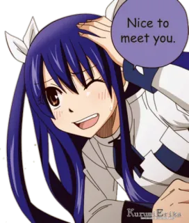 😉 Nice to meet you. Anime, Gruß, Charakter, Lächeln, Fröhlich, Süß telegram sticker