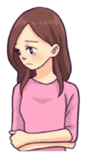 😰 cartoon, woman, sad, pink, girl, anime telegram sticker