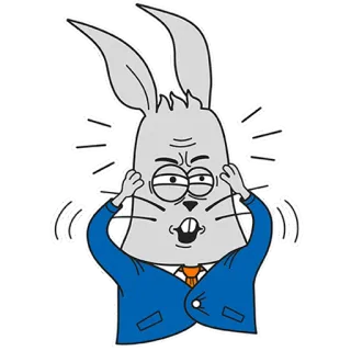 😮 Hase, Cartoon, genervt, gestresst, besorgt telegram sticker