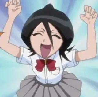 🤗 Rukia Kuchiki Bleach Anime, Aufgeregt, Glücklich, Schuluniform, Cartoon, Bleach telegram sticker
