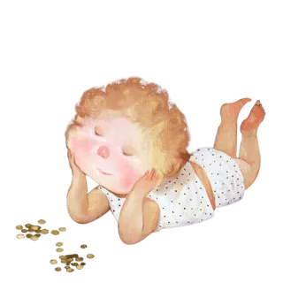 👛 ребенок, милый, лежа, деньги, мечтает, сонный whatsapp sticker