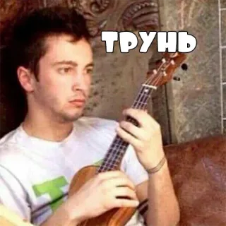 🎸 ТРУНЬ мужчина, укулеле, музыка, русский, текст telegram sticker