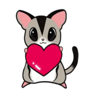 ❤️ Gleithörnchen, Herz, süß, Tier, Säugetier, Cartoon telegram sticker