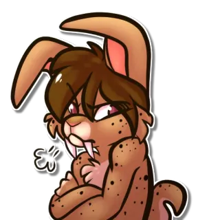 😤 animal, cartoon, rabbit, anthropomorphic, furry, character, cute telegram sticker