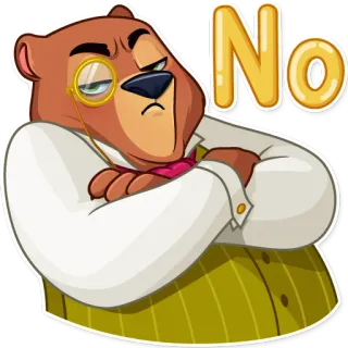 🙅‍♂️ No หมี, ไม่, แว่นตาข้างเดียว, การ์ตูน, ตัวละคร telegram sticker