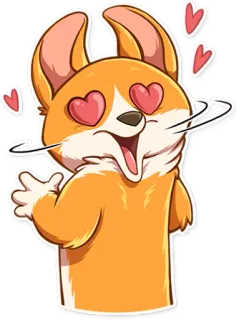 😍 corgi, perro, animal, amor, corazones, lindo, dibujos animados, feliz whatsapp sticker