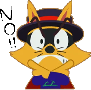 ❌ fox, cartoon, character, hat, angry, animal whatsapp sticker