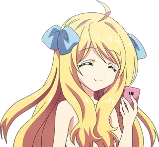 😄 Anime, Chica, Rubia, Dibujo animado, Sonrisa whatsapp sticker