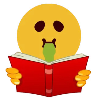 📔 Emoji, Libro, Enfermo, Leyendo, Vómito telegram sticker