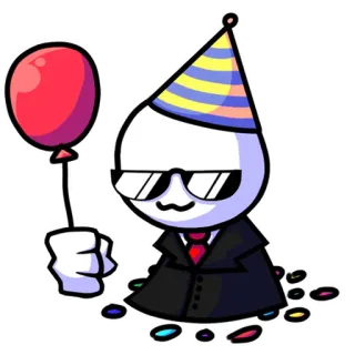🎊 мультфильм, день рождения, вечеринка, шарик, праздник, персонаж telegram sticker
