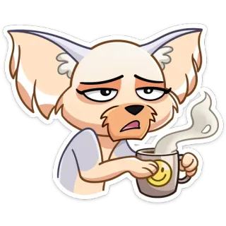 ☕️ Dibujo animado, Animal, Zorro, Café, Agotado, Estado de ánimo, Sticker telegram sticker