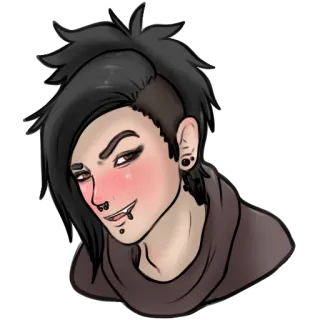 😃 emo, goth, punk, alternative, piercings, makeup, cartoon, illustration telegram sticker