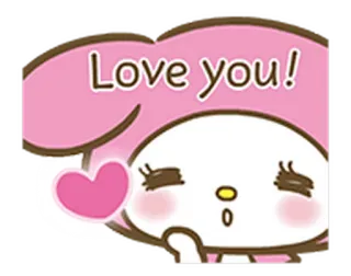 😘 My Melody Love you! my melody, sanrio, kawaii, amor, coração, fofo telegram sticker