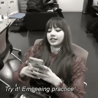 🎧 Try it! Emceeing practice! pembawa acara, latihan, telepon, wanita telegram sticker