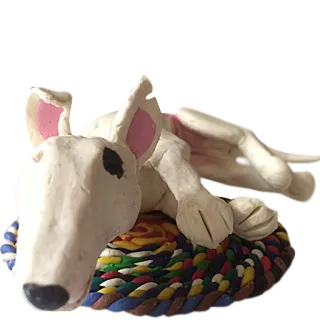 ⏰ dog, bull terrier, clay, sculpture, animal, handmade telegram sticker