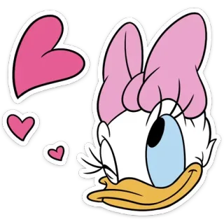 ❤️ Daisy Duck kartun, bebek, disney, karakter, hati, cinta, imut whatsapp sticker