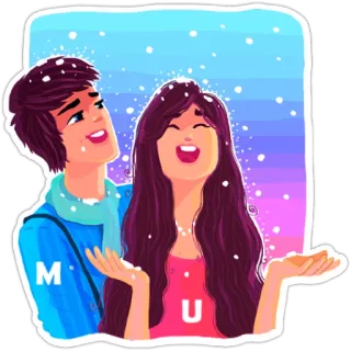 ❄ MU cặp đôi, tình yêu, tuyết, mùa đông, hoạt hình, mối quan hệ, dễ thương telegram sticker