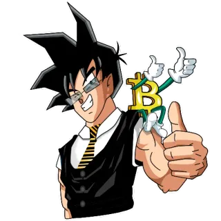 👍 anime, bitcoin, thumbs up, character, cartoon telegram sticker
