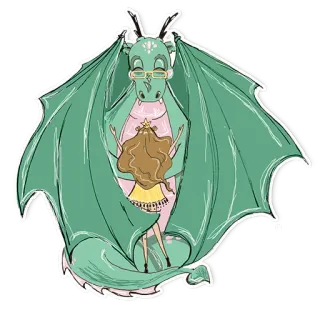🤗 drago, principessa, abbraccio, cartone animato, fantasy, amicizia telegram sticker