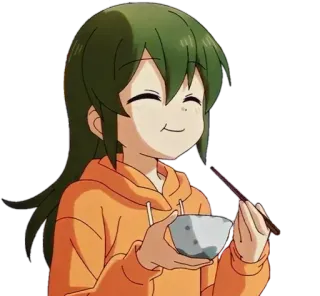 😂 Anime, Makan, Makanan, Kawaii, Lucu, Gadis, Rambut Hijau telegram sticker