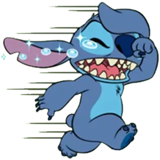 😢 Stitch Lilo & Stitch Cartoon, Niedlich, Alien, Rennen, Weinen telegram sticker