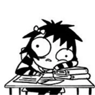 ☹ kreskówka, zestresowany, nauka, książki, student, zmęczony telegram sticker