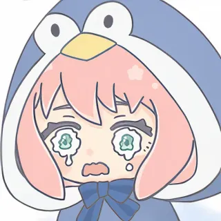 😭 Anya Forger Spy x Family Anya Forger, Spy x Family, Anime, weinen, Pinguin, Cartoon telegram sticker