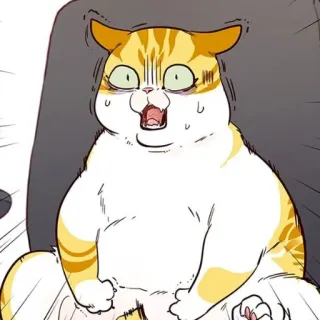 😰 고양이, 충격, 만화, 동물, 표정, 웃긴, 밈 telegram sticker