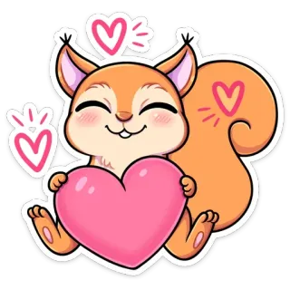 ❤️ Eichhörnchen, Herz, Liebe, süß, Tier, Cartoon telegram sticker