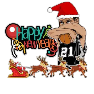 ❄ Happy New Years capodanno, babbo natale, renna, basket, natale telegram sticker