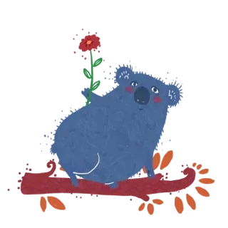 😜 koala, animal, flower, branch, nature, cute, australia telegram sticker