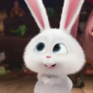 🐾 Snowball The Secret Life of Pets coniglio, carino, animato, animale domestico, coniglietto, animale, personaggio, bianco whatsapp sticker