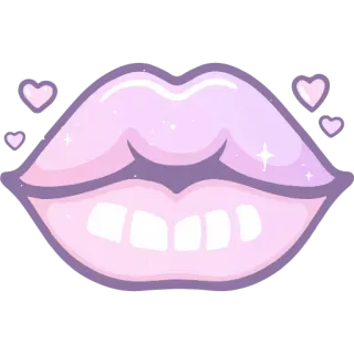 💋 lips, mouth, pink, purple, hearts, sparkle, cute, glamour, beauty telegram sticker