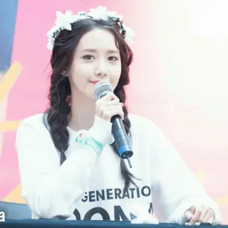 🌑 GENERATION wanita, penyanyi, K-pop, idola, mahkota bunga, mikrofon, korea whatsapp sticker