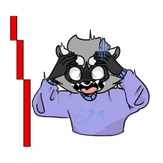 📉 raton laveur, dessin animé, autocollant, nerveux, anxieux, personnage whatsapp sticker